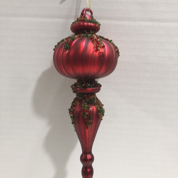 red glass finial Christmas tree ornament - Picture 1 of 8